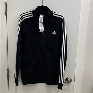 NWT Classic Adidas Men's Black and White Track Jacket